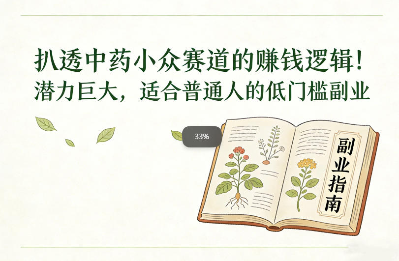 扒透中药小众赛道的賺米逻辑，潜力巨大，适合普通人的低门槛副业-个创网云网创