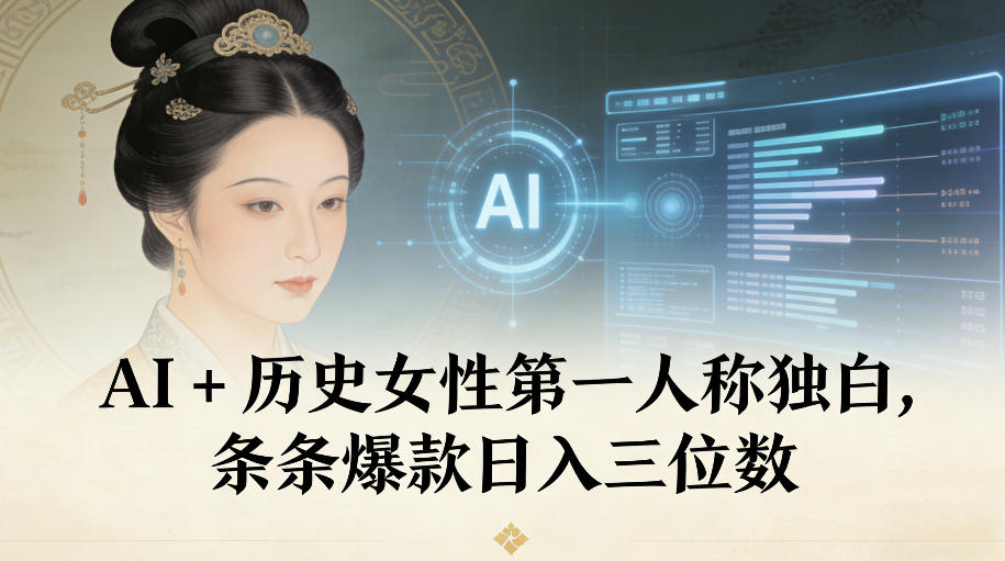 AI+历史女性第一人称独白，条条爆款日入三位数-个创网云网创