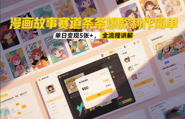 漫画故事赛道条条爆款制作简单，单日变现5张+，全流程讲解-个创网云网创