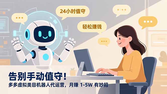 告别手动值守！多多虚拟类目机器人代运营，月赚 1-5W 有妙招-个创网云网创