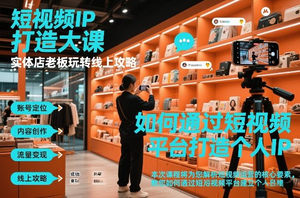 短视频ip打造大课，实体店老板玩转线上攻略-个创网云网创