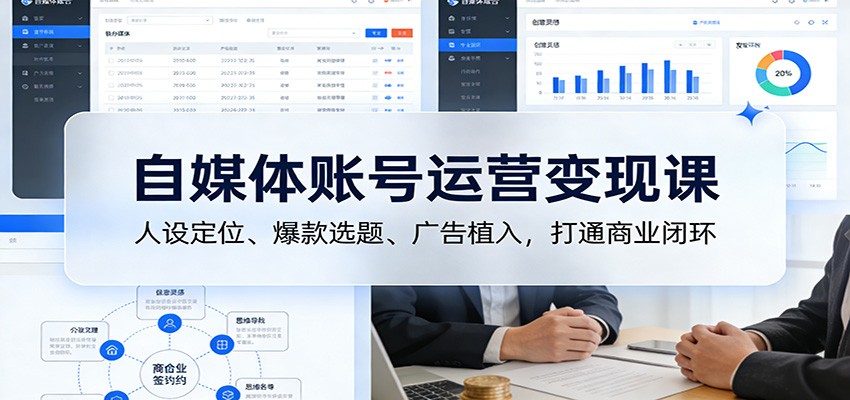 自媒体账号运营变现课:人设定位、爆款选题、广告植入,打通商业闭环-个创网云网创