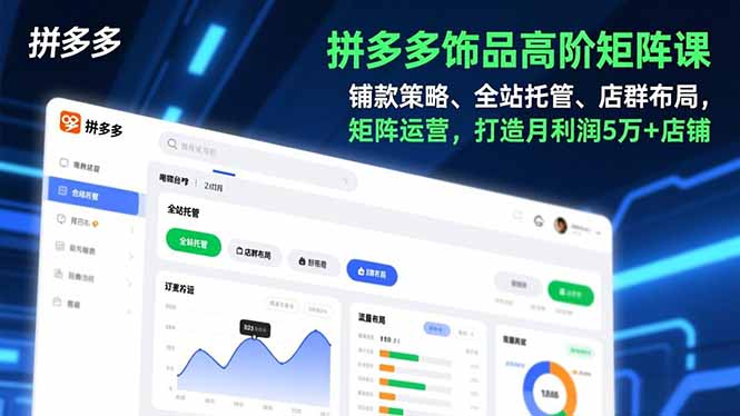 拼多多饰品高阶矩阵课,铺款策略、全站托管、店群布局,矩阵运营,打造月利润5万+店铺-个创网云网创