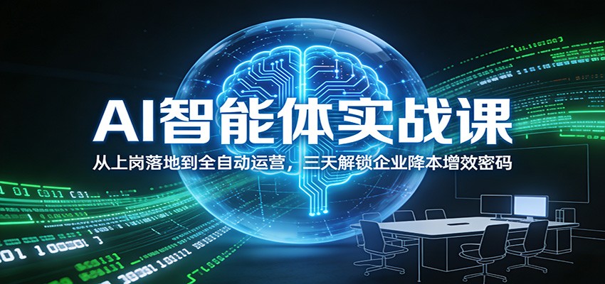 AI智能体实战课:从上岗落地到全自动运营,三天解锁企业降本增效密码-个创网云网创