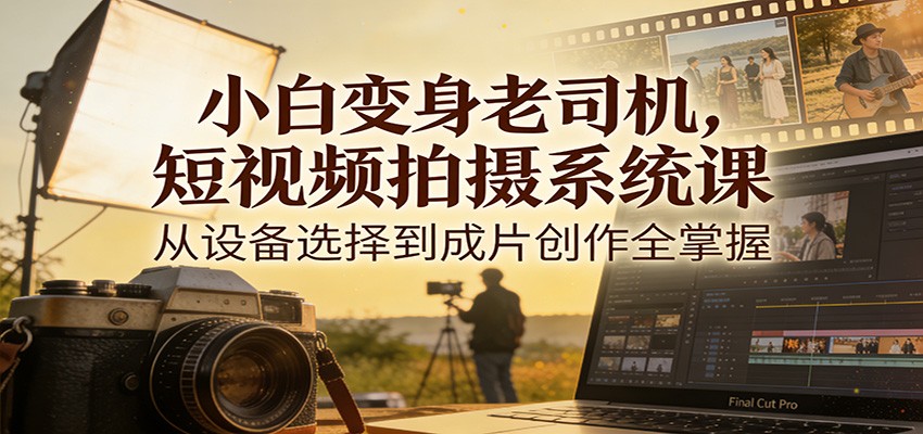 小白变身老司机，短视频拍摄系统课，从设备选择到成片创作全掌握-个创网云网创