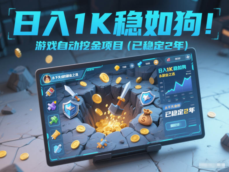 日入1K稳如狗！游戏自动挖金项目(已稳定2年)，永不失业的副业之选【揭秘】-个创网云网创